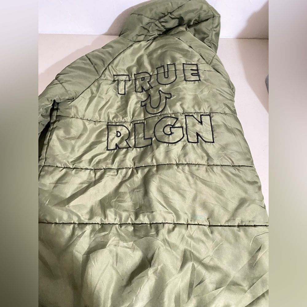 Kids Olive Green Puffer Jacket true religon